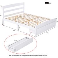 4ft6 Double Bed Frame Wooden Bed with Drawer White