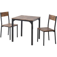 Dining Table Set, Dining Table with 2 Chairs, Industrial Style Retro Kitchen Dining Table Set
