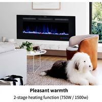 42 Inch Electric Fireplace Electric Heater In Wall 13 LED Flame Colors Remote Control & Touchescreen