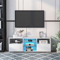 LED TV Stand 130cm Cabinet Table with Storage 16 Colors LED Lights (White)