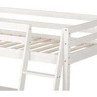 Cabin Bed Loft Bed with Ladder Kid Bed Frame With Desk High Sleeper Single Bed Frame Solid Wood, White, 90x190cm