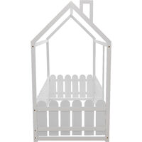 House Bed Kids Bed Frame Solid Wood 90x190 cm with Barrier White