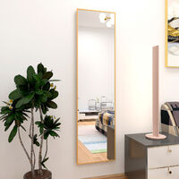 Freestanding Mirror Full Length Rectangular Mirror 140x40cm Hanging or Leaning for Bedroom or Living Room Golden Frame