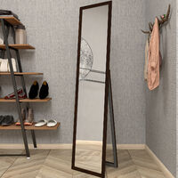 Freestanding Mirror 140x50cm Full Length Rectangular Mirror Hanging or Leaning for Bedroom or Living Room Brown Frame