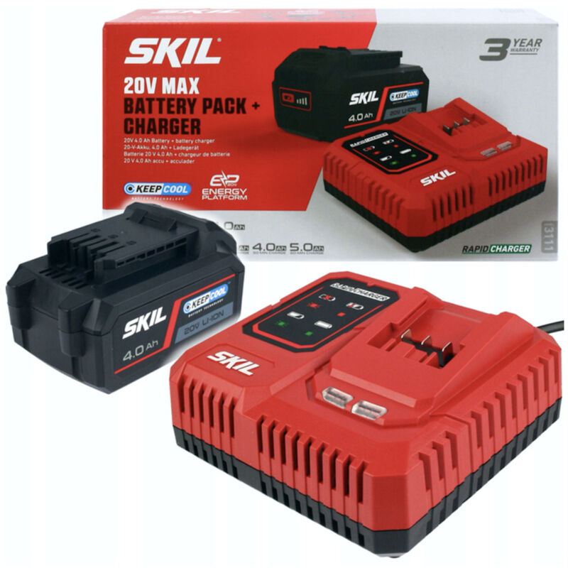 SET Skil 20V 1 x Batteria 3104 AA 4,0Ah + Caricabatterie 3123 AA 6,0A