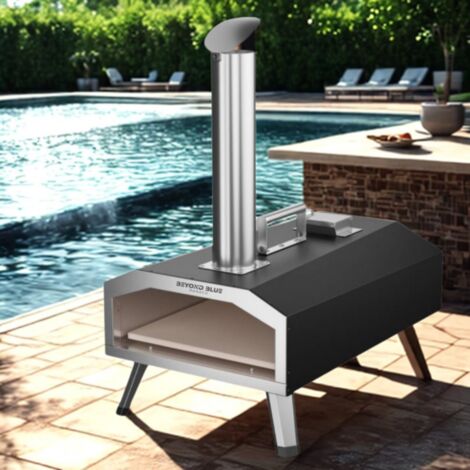 Four à pizza portable à pellets – Acier inoxydable 430 – Dimensions 59.5P x 42L x 70H cm – Température jusqu'à 500°C – Avec pelle et roulette