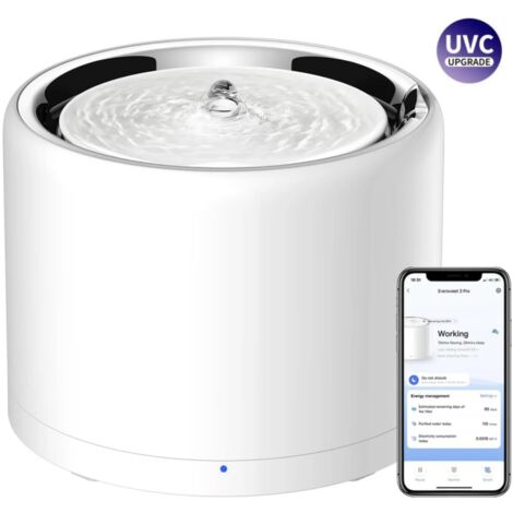 Petkit – Fontaine à eau connectée 1.8L pour chat – Système UVC pour désinfection – Bol en acier inoxydable – Silencieuse et facile à entretenir