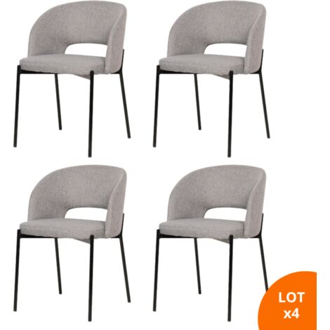 Lot de 4 chaises de salle à manger tissus gris - pieds en métal noir - KRISTEN - SECURY-T (1/5)