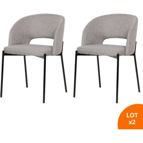 Lot de 2 chaises de salle à manger tissus gris - pieds en métal noir - KRISTEN - SECURY-T (1/5)