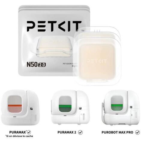 Petkit – Déodorant transparent pour litière – Élimination des odeurs – Pack de 3 déodorants – Compatible avec bacs automatiques PURAMAX
