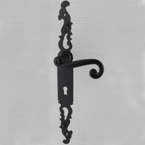 Poignée De Porte Forgée Poignée De Porte Antique Noir Sur Plaque Longue