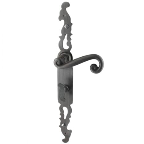 Poignées de porte fer forgé COQ vieil argent 330X36 mm à condamnation - SECURY-T