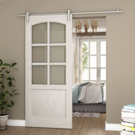 Rail porte coulissante - 2M - En applique - Porte en bois - Argent - SECURY-T