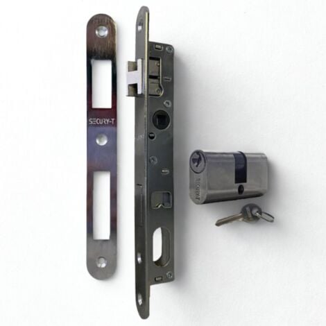 Serrure portail à larder à cylindre oblongue axe à 15 mm + cylindre 55mm - SECURY-T
