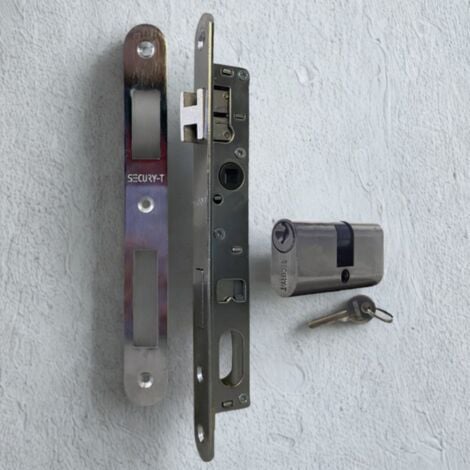 Serrure portail à larder à cylindre oblongue axe à 15 mm + cylindre 55mm - SECURY-T