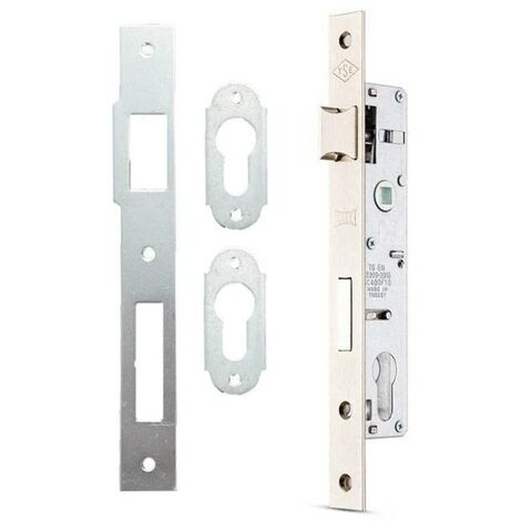 Serrure de portail à larder trou inox de cylindre européen i axe a 35mm + gâche