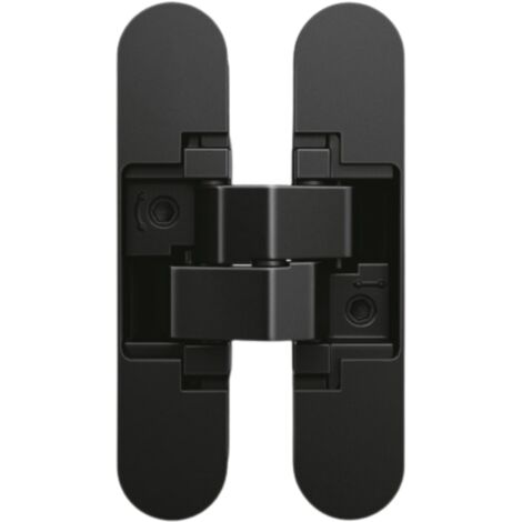 Charnière invisible zamac noire réglable réversible – Pour portes affleurantes jusqu'à 20 kg – Dimensions 110mm H x 30mm L (1/3)