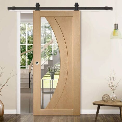 Secury-T – Rail de porte coulissante 2m – Acier noir mat – Fixation en T avec galets intégrés – Pour porte en bois – Glisse fluide et silencieuse