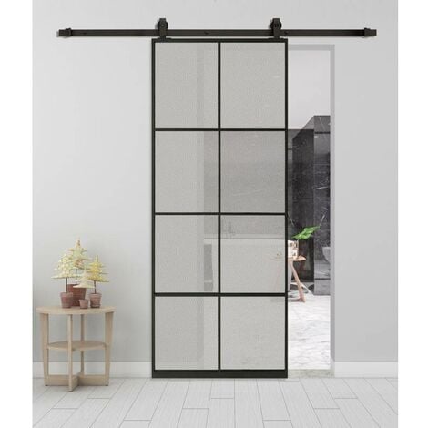 Rail porte coulissante loft/fermière acier noir pour porte en alu ou - SECURY-T