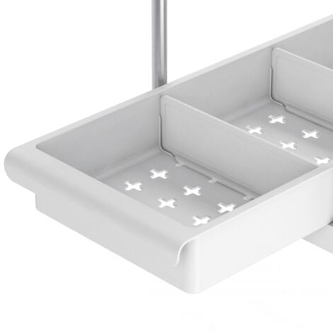 Rangement sous évier/étagère cuisine, blanc, 2 niveaux avec tiroir - SECURY-T