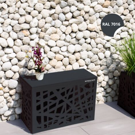 Cache climatiseur aluminium gris anthracite RAL7016 – Medium L 110 x H 80 x P 55 cm – Résistant à la rouille et aux UV – Installation facile