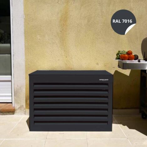 Cache climatisation extérieur en aluminium gris anthracite RAL7016 – Dimensions L 110 x H 80 x P 55 cm – Design vénitien élégant (1/5)
