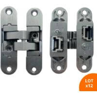 Charnière invisible - Zamac - Réglable - Gauche - 95X23/6 - SECURY-T