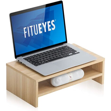 FITUEYES Monitorständer Bildschirmständer aus Holz für Monitor Laptop iMac Fernsher 42,5x23,5x10cm buchefarben DT104201WO