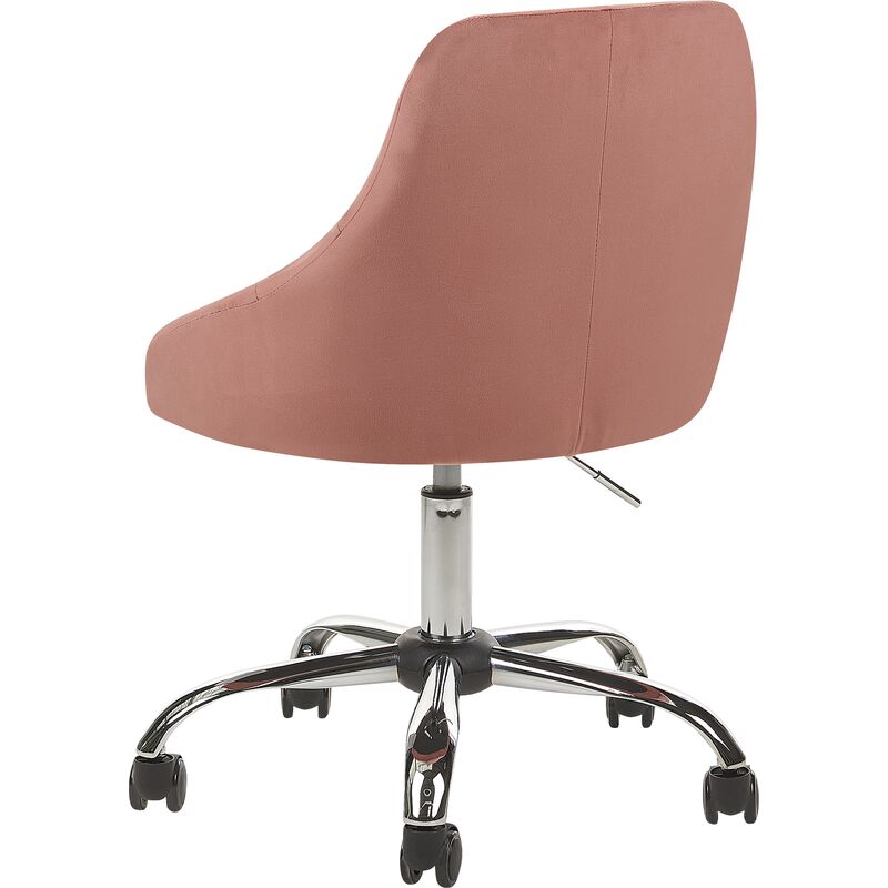 Costway Pink Velvet Accent Office Armchair Adjustable Swivel