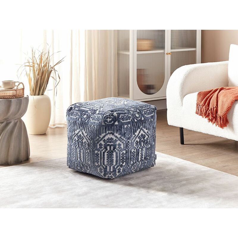 Blue and store grey ottoman