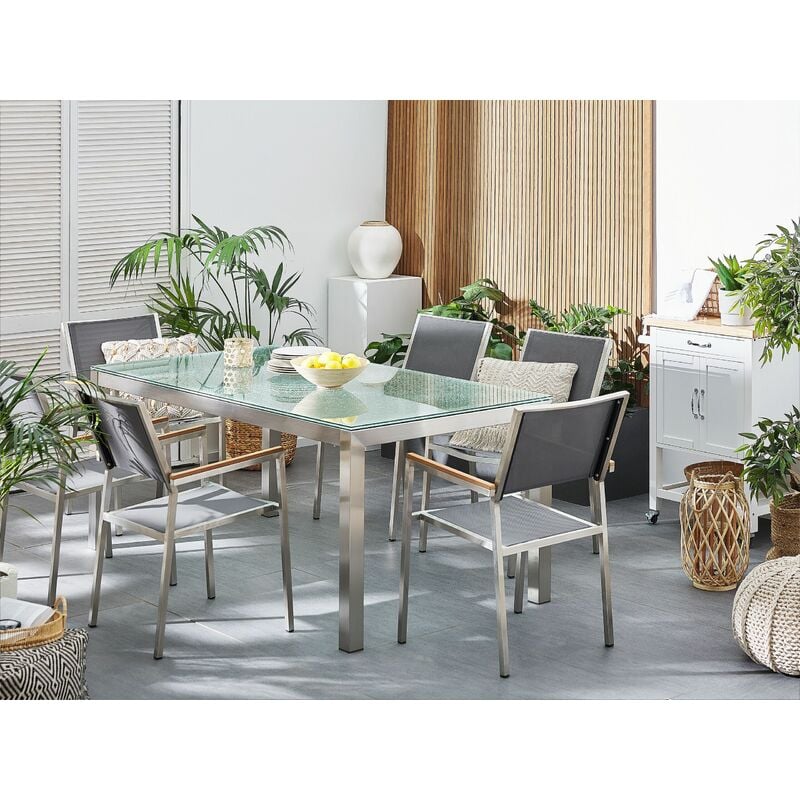 Steel dining table discount set 6 seater