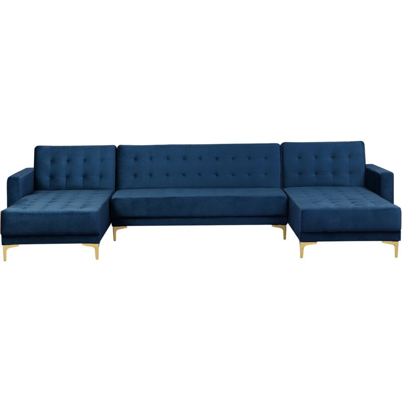 Modular U Shaped Corner Sofa Bed 3 Seater 2 Chaises Navy Blue Velvet Aberdeen Modular U Shaped Corner Sofa Bed 3, Navy Blue Crushed Velvet Corner Sofa