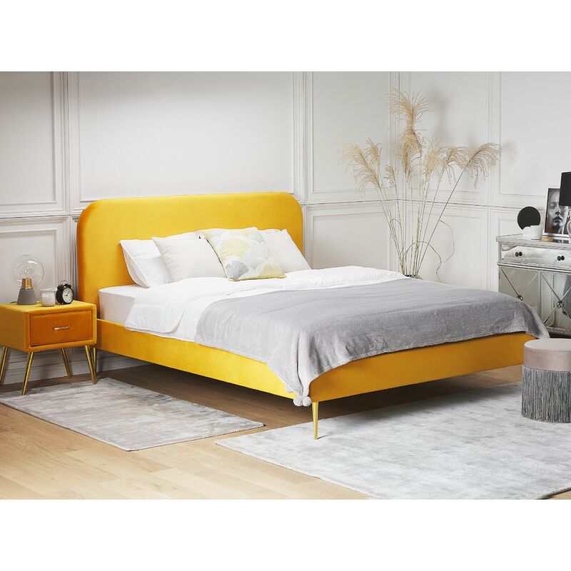 Yellow velvet bed discount