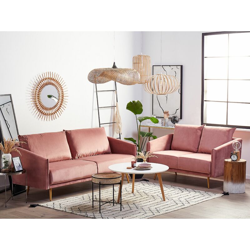 Pink velvet couch store living room