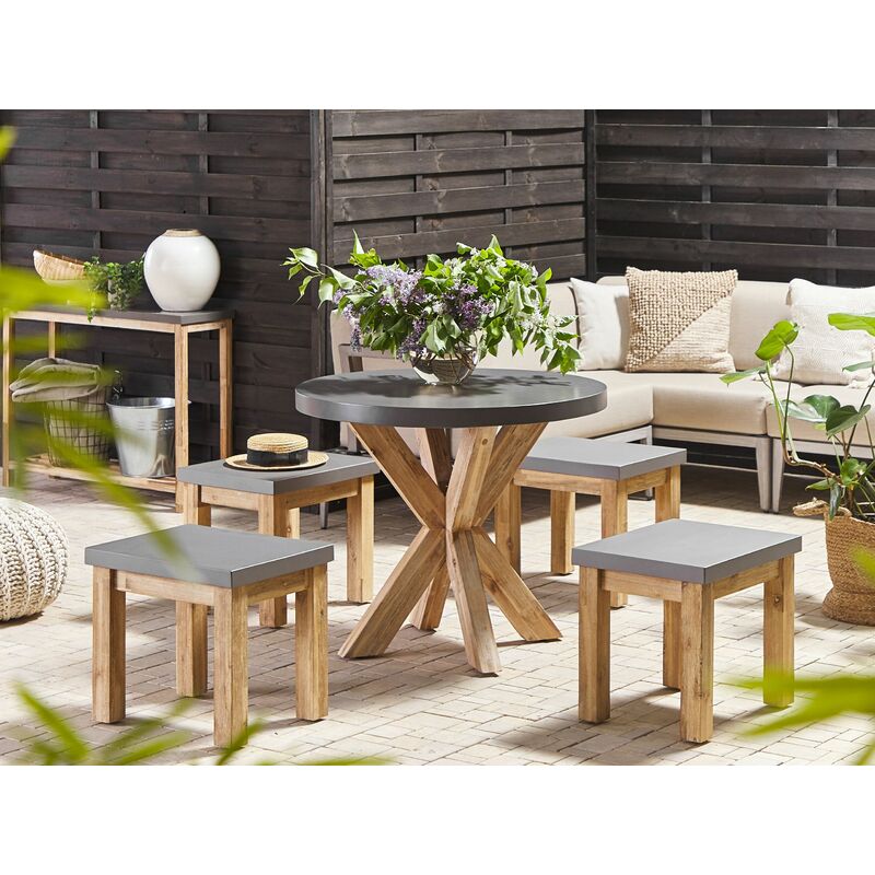 Aurelle home grey concrete on sale outdoor dining table