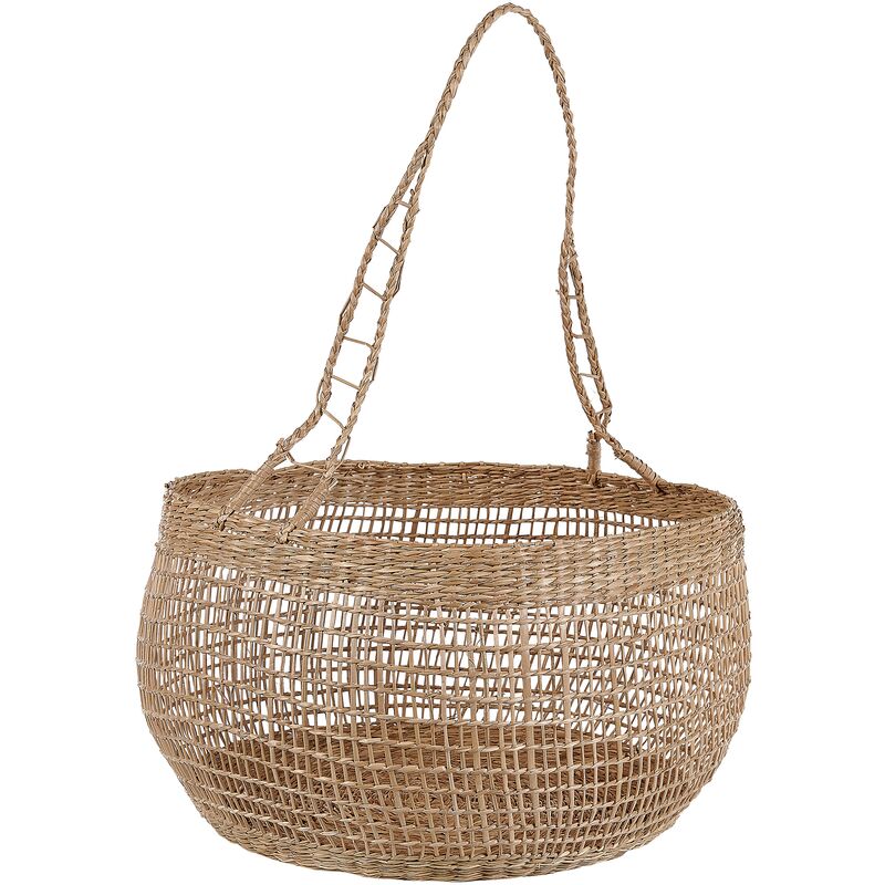 Picnic Basket Natural Woven Woodchip with Double Folding Handles