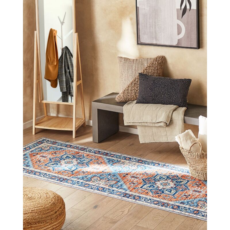 Runner Rug 70 x 200 cm Blue and Orange RITAPURAM 