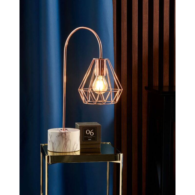 Desk Table Bedside Lamp Light Geometric Diamond Copper Medium Mooni