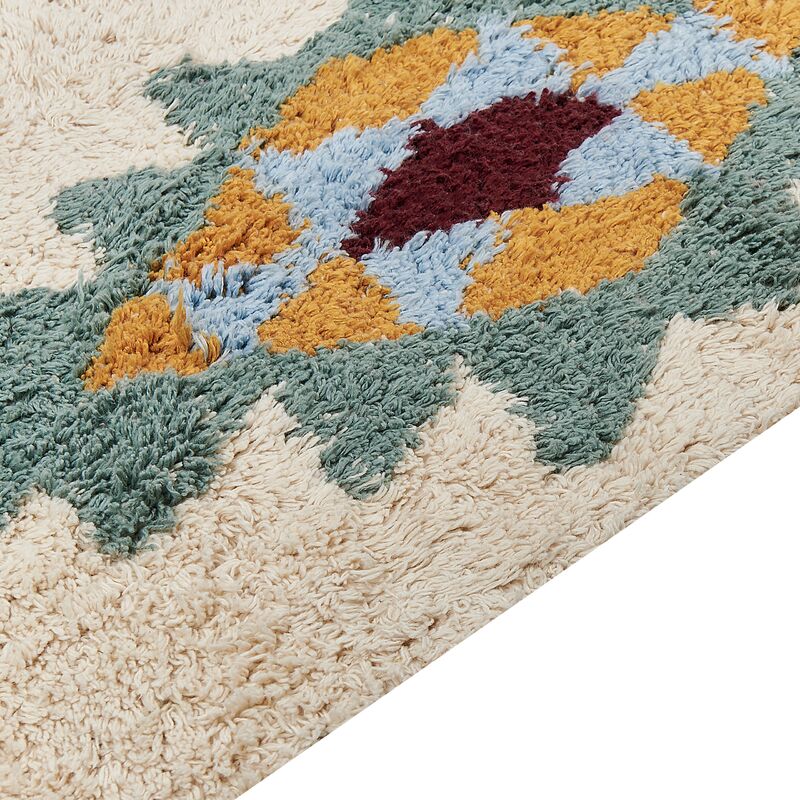 Boho Hand Tufted Cotton Area Rug Multicolour 160 x 230 cm DUZCE