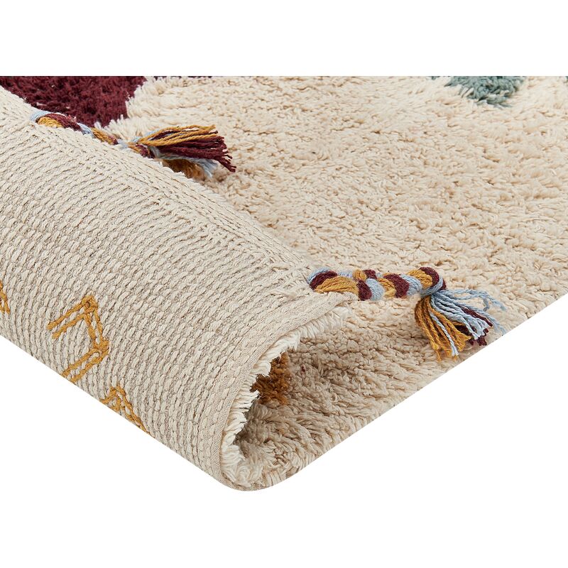 Boho Hand Tufted Cotton Area Rug Multicolour 160 x 230 cm DUZCE