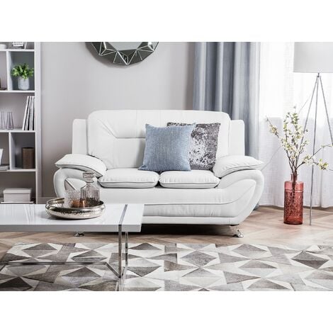 White leather couch and shop loveseat