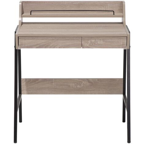 Home Office Desk Light Wood Effect Computer Desk 2 Drawers Broxton