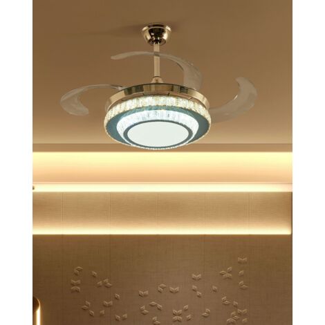 Glam Ceiling Fan with Light Speed Control Light Adjustment Gold Ashley