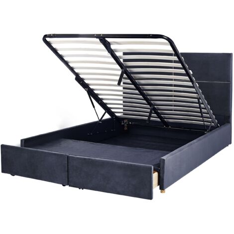 Ottoman Bed Velvet VERNOYES 160 x 200 cm (EU King Size) Black