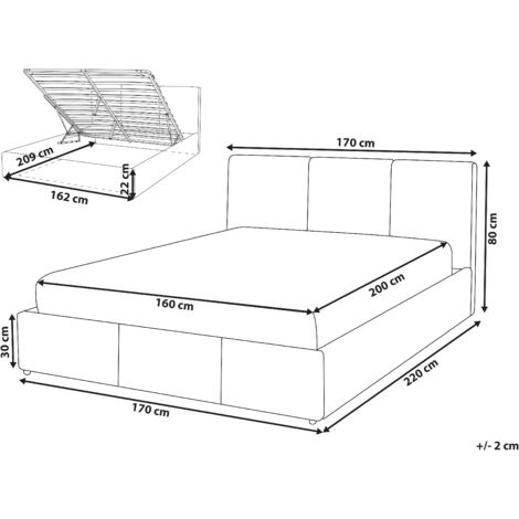 Modern Upholstered Ottoman Storage Bed EU King Size Velvet Light Beige Bousse