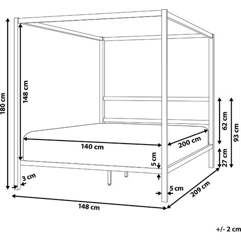 Modern Minimalist EU Double Size Canopy Bed Frame Metal Plywood Slats ...