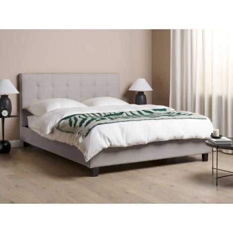 Modern Fabric Bed Frame EU King Size 5ft3 Tufted Light Grey La Rochelle