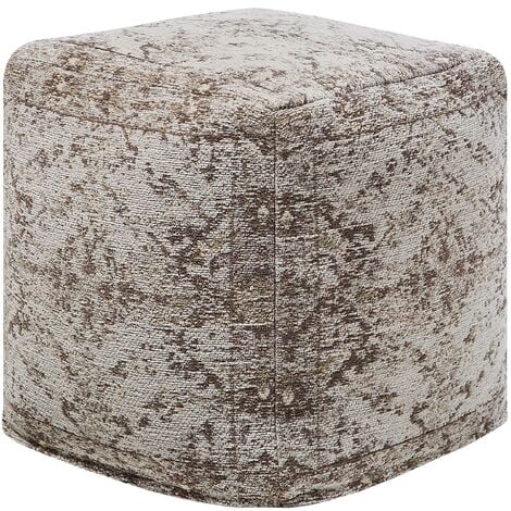 Vintage Distressed Pouffe Faded Living Room Beige Taupe Meerut