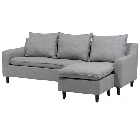 Modern Fabric Corner Left Hand Sectional Sofa Polyester Solid Wood Legs Light Grey Elvenes