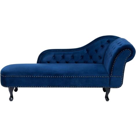 Right-Hand Chaise Lounge NIMES Velvet Navy Blue (1/5)